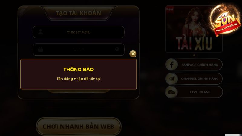 Trùng lặp username là trường hợp nhiều người gặp phải khi tạo tài khoản chơi game