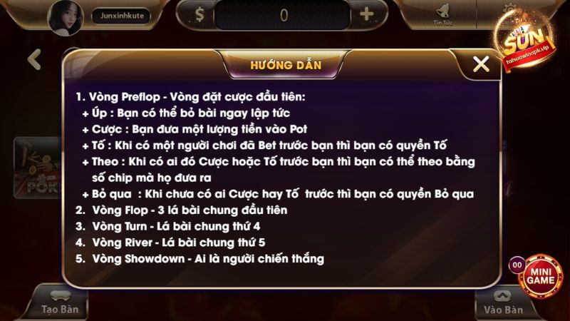 Bet thủ tham gia so tài trong game Xì tố phải trải qua 5 vòng chơi gay cấn